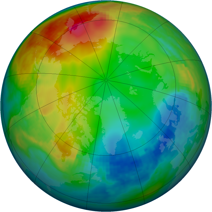 Arctic ozone map for 07 January 1992